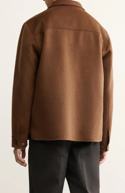 Mango Handmade Wool Blend Melton Jacket In Brown