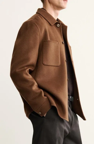 Mango Handmade Wool Blend Melton Jacket In Brown