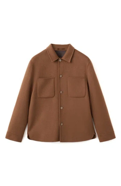Mango Handmade Wool Blend Melton Jacket In Brown