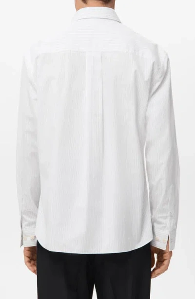 Mango Relaxed Fit Stripe Button-up Shirt In White