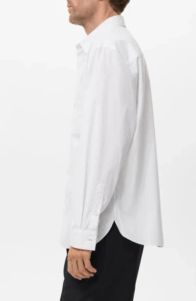 Mango Relaxed Fit Stripe Button-up Shirt In White