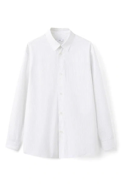 Mango Relaxed Fit Stripe Button-up Shirt In White
