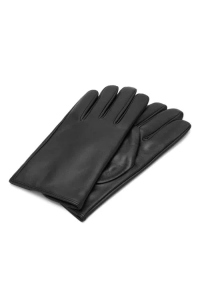 Mango Leather Gloves In Black