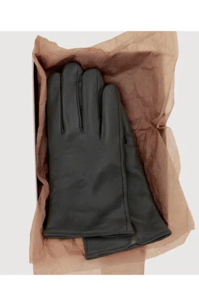 Mango Leather Gloves In Black