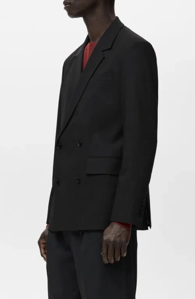 Mango Boston Double Breasted Blazer In Black