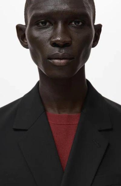 Mango Boston Double Breasted Blazer In Black