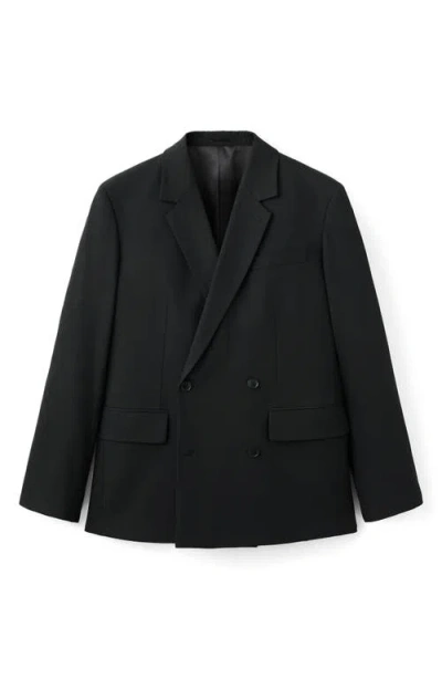 Mango Boston Double Breasted Blazer In Black