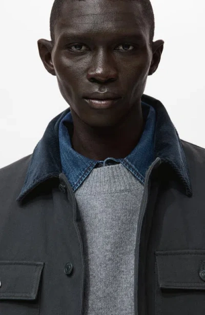 Mango Cotton Corduroy Collar Jacket In Gray