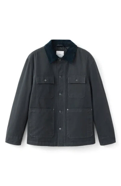 Mango Cotton Corduroy Collar Jacket In Gray