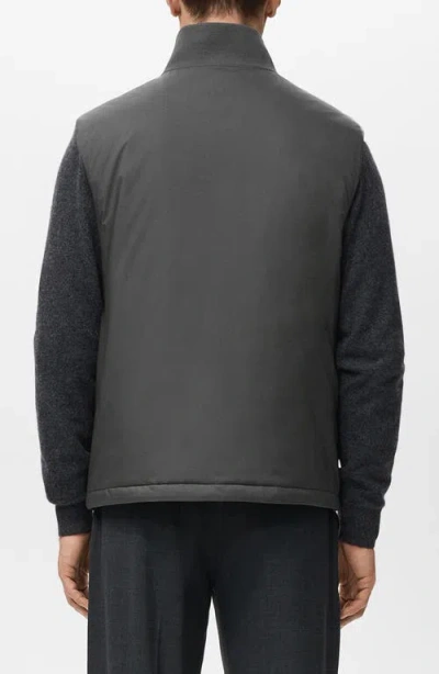 Mango Quilted Ribbed Collar Vest In Gray