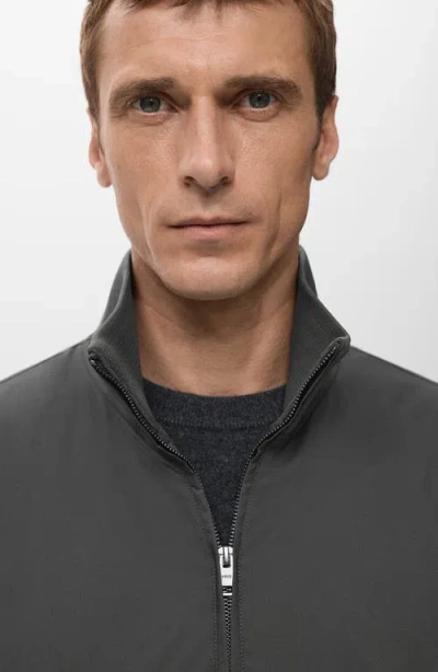 Mango Quilted Ribbed Collar Vest In Gray