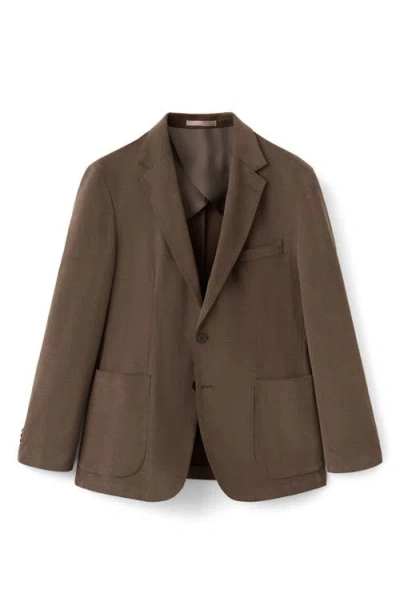Mango Slim Fit Stretch Cotton Blazer In Brown