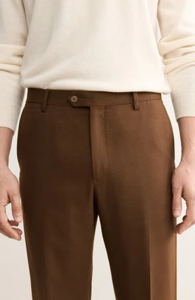 Mango Wool Blend Flannel Pants In Brown