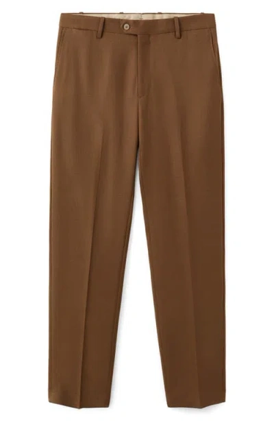 Mango Wool Blend Flannel Pants In Brown
