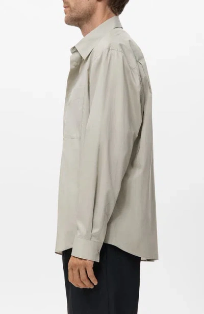 Mango Relaxed Fit Solid Snap-up Shirt In Gray