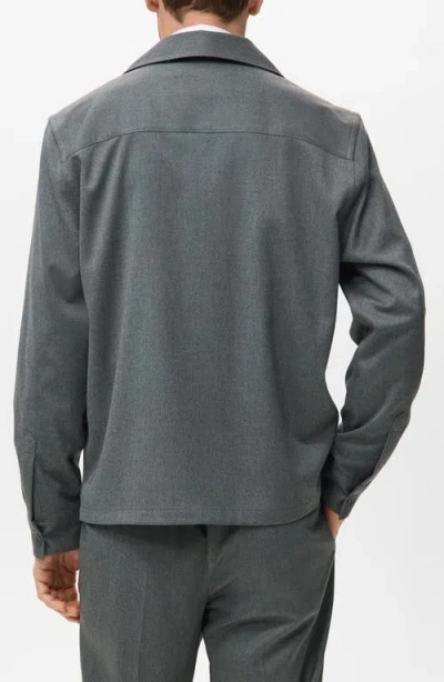 Mango Fluid Pocket Overshirt In Gray