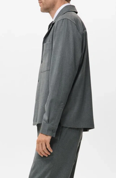 Mango Fluid Pocket Overshirt In Gray