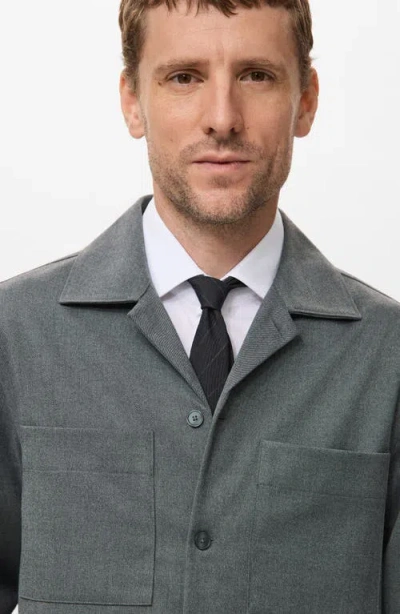 Mango Fluid Pocket Overshirt In Gray