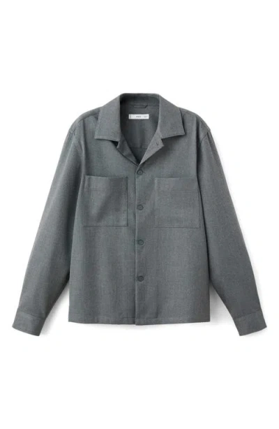 Mango Fluid Pocket Overshirt In Gray