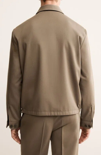 Mango Wool Zip Front Jacket In Neutral