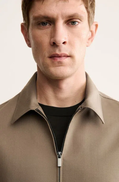 Mango Wool Zip Front Jacket In Neutral