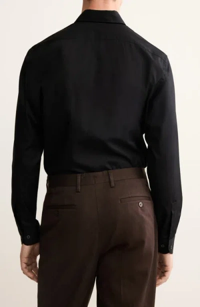 Mango Regular Fit Cotton Button-up Shirt In Black