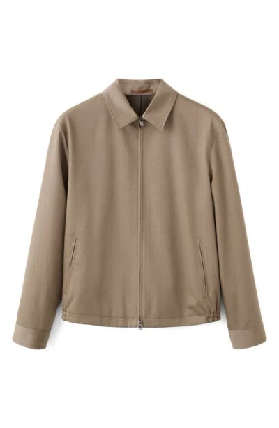 Mango Wool Zip Front Jacket In Neutral