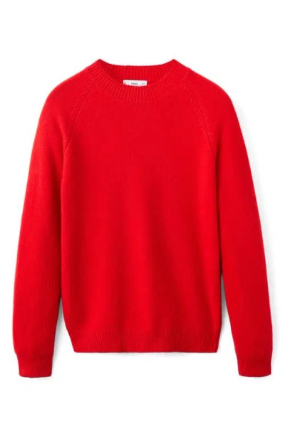 Mango Raglan Sleeve Wool Sweater In Red