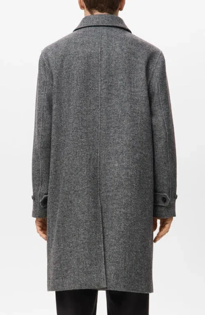 Mango Herringbone Coat In Gray