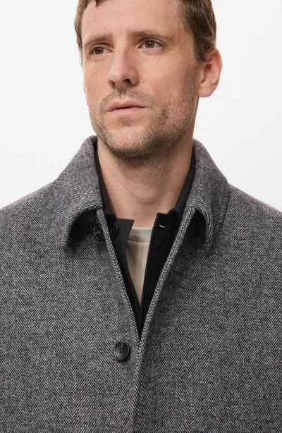 Mango Herringbone Coat In Gray