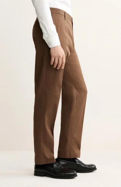 Mango Regular Fit Pleated Stretch Cotton Pants In Brown