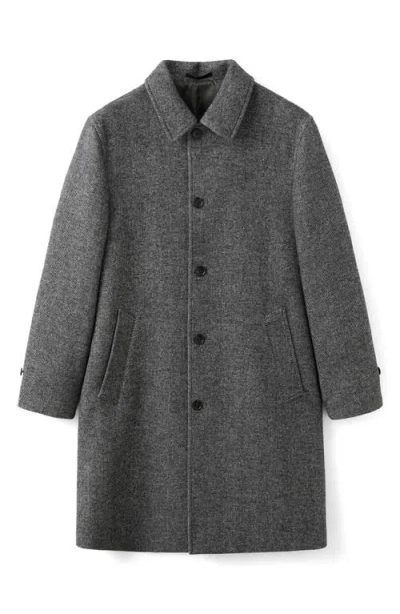 Mango Herringbone Coat In Gray