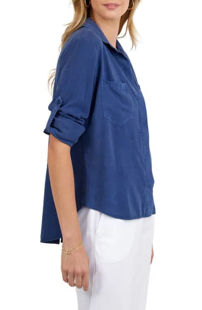 Bella Dahl Split Back Button-up Shirt In Blue