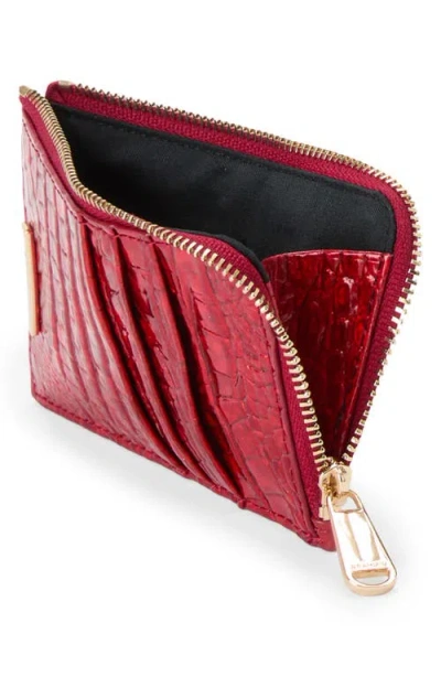 Brahmin Lennon Croc Embossed Leather Card Case In Red