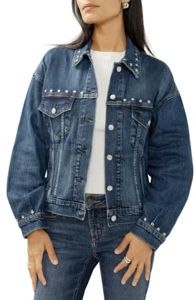 Silver Jeans Co. Studded Denim Jacket In Blue