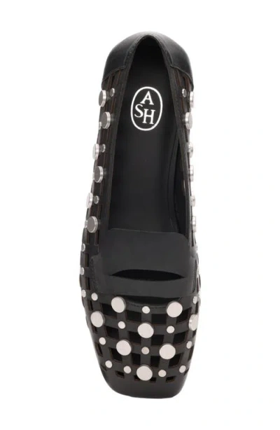Ash Mini Leather Flat Shoes For Women In Black