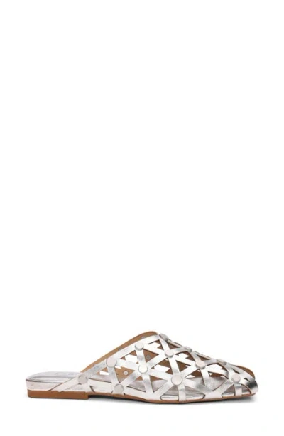 Ash Bone Studded Cutout Slide Sandal In Silver