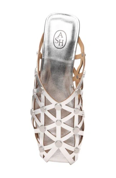 Ash Bone Studded Cutout Slide Sandal In Silver