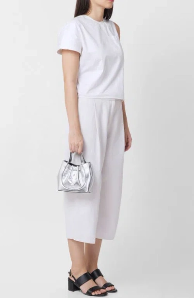 Behno Mini Katrina Metallic Leather Crossbody Tote In Silver