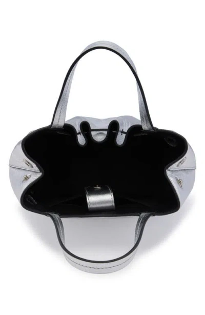 Behno Mini Katrina Metallic Leather Crossbody Tote In Silver