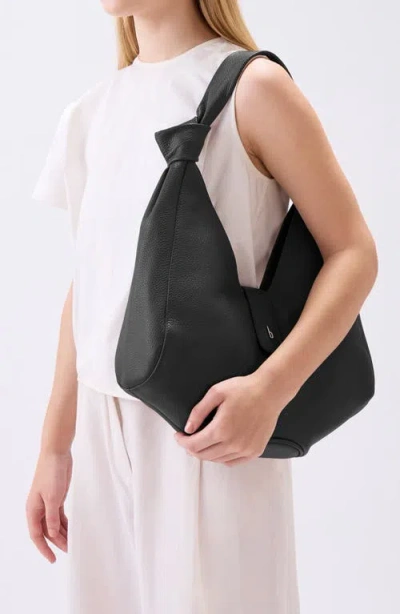 Behno Nelli Pebble Leather Hobo Bag In Black