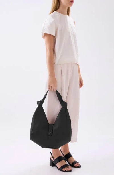 Behno Nelli Pebble Leather Hobo Bag In Black