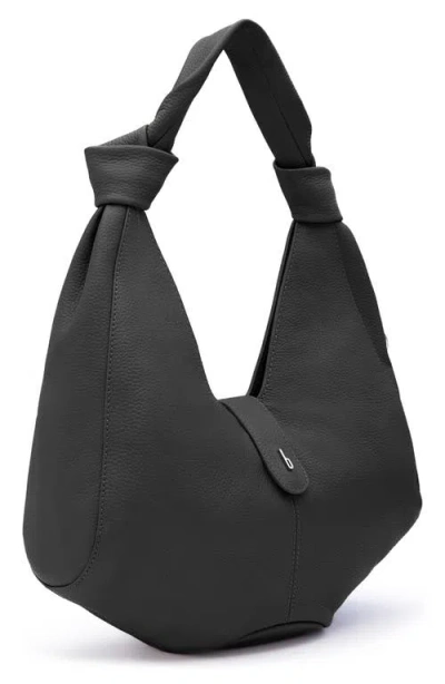 Behno Nelli Pebble Leather Hobo Bag In Black