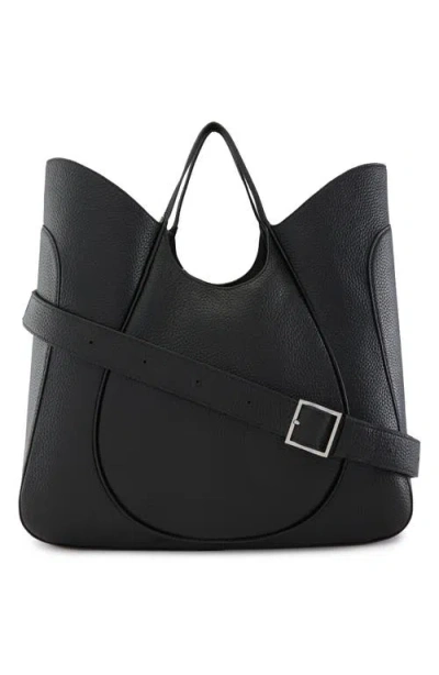 Behno Katrina Wave Pebbled Leather Tote In Black