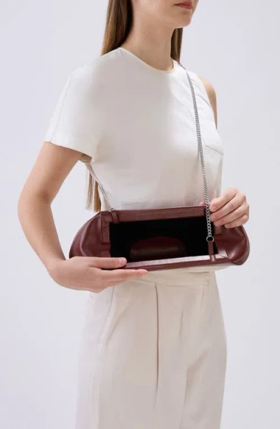 Behno Elizabeth Baguette Clutch Nappa Brick In Burgundy