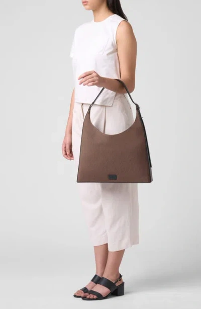 Behno Danny Flatiron Canvas Shoulder Bag In Brown