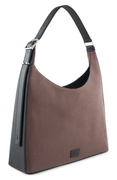 Behno Danny Flatiron Canvas Shoulder Bag In Brown