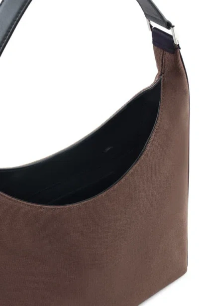 Behno Danny Flatiron Canvas Shoulder Bag In Brown