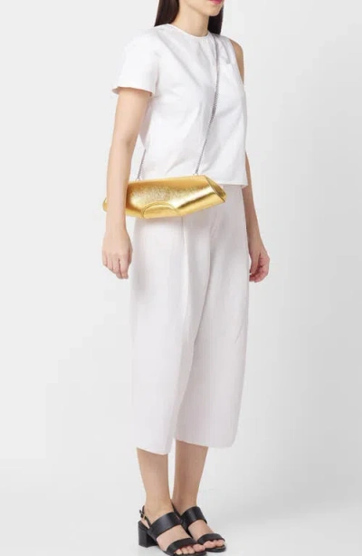 Behno Elizabeth Leather Baguette Clutch In Gold