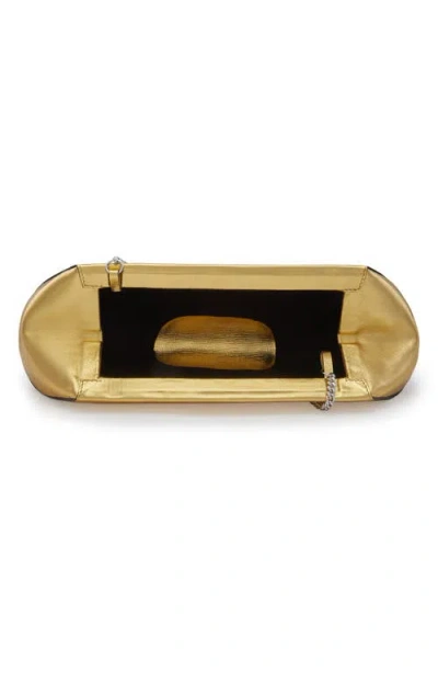 Behno Elizabeth Leather Baguette Clutch In Gold